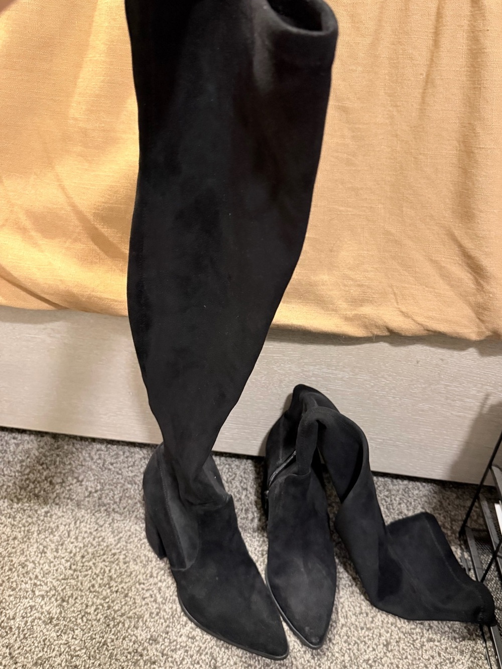 Women's Black Over-the-Knee Pointed Toe Boots